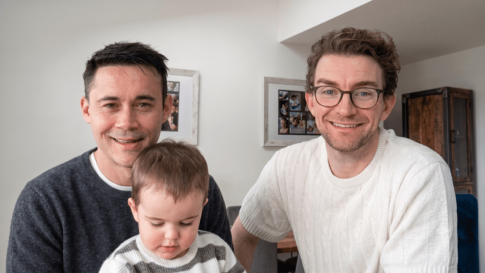 A family portrait of Chris, Billy, and their son Cody